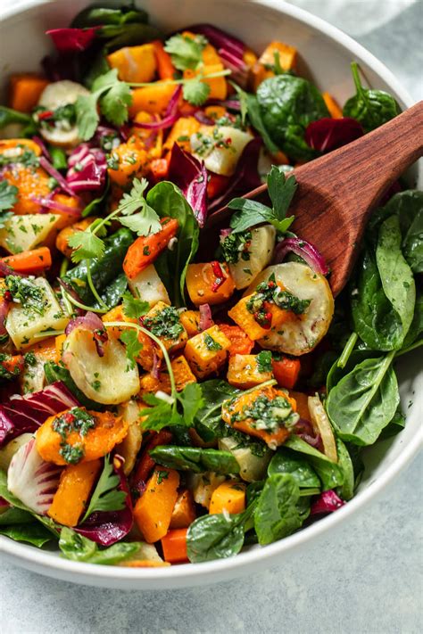 Roasted Root Vegetable Salad with Chimichurri | Familystyle Food
