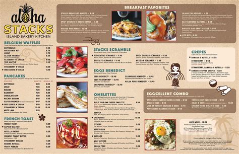 Aloha Stacks menu in Mission Viejo, California, USA