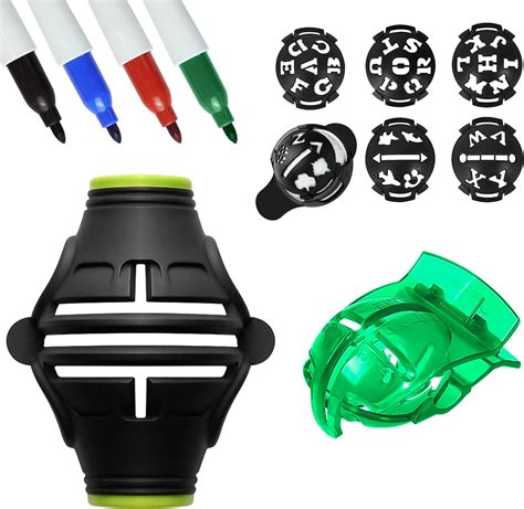 Amazon | ゴルフボールマーカー ゴルフボールラインマーカーツール 7個パック 360°トリプルラインマーカーステンシル 1個 ゴルフ ...