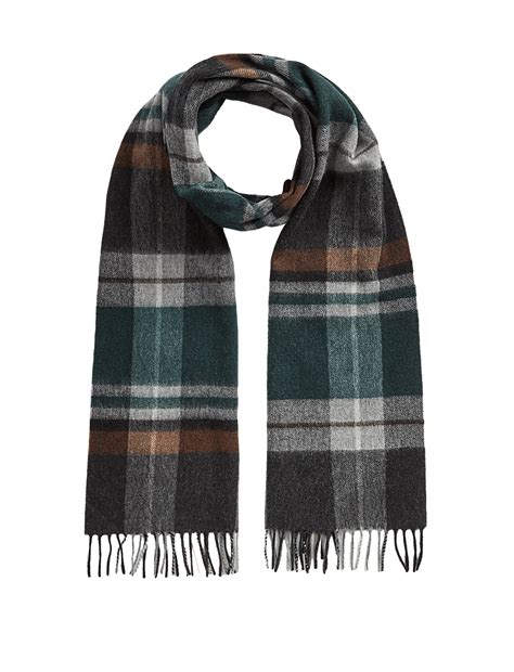 Buy Merino Wool Checked Scarf at Marks & Spencer
