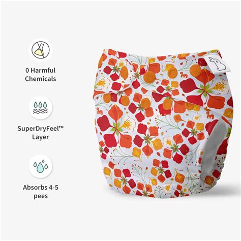 Freesize UNO Cloth Diapers (Gulmohar) by SuperBottoms