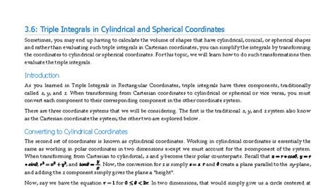 3.6: Evaluating Triple Integrals in Cylindrical & Spherical Coordinates ...