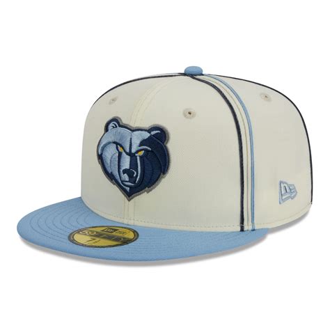 Men's Memphis Grizzlies New Era Cream/Light Blue Piping 2-Tone 59FIFTY ...