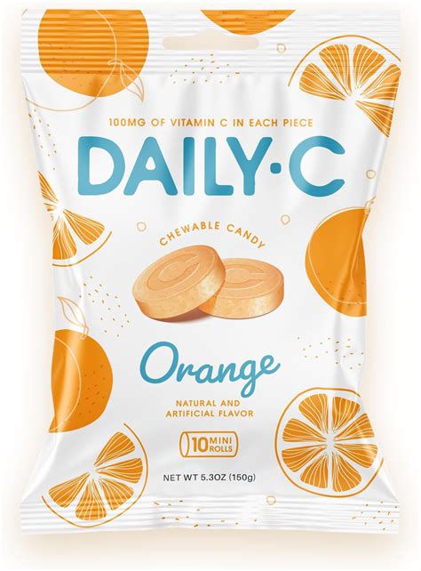 Amazon.com: Daily-C Chewable Vitamin C Orange Chewable Candy | 100MG of ...