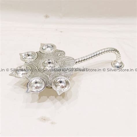 Silver panchaarti/ silver 5 diya aarti - 925 silver – SilverStore.in