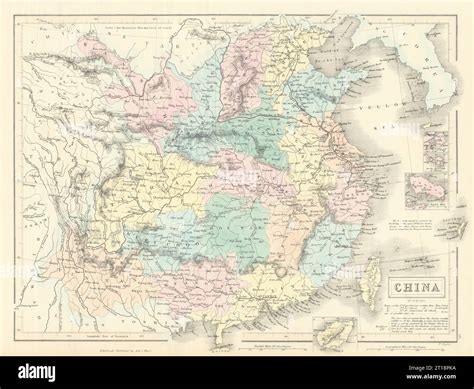China showing provinces & Great Wall. 1842 Treaty Ports. WILLIAM HUGHES 1854 map Stock Photo - Alamy