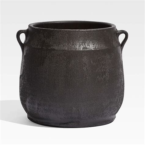 Hyrax Black Textured Planter | Crate and Barrel KSA