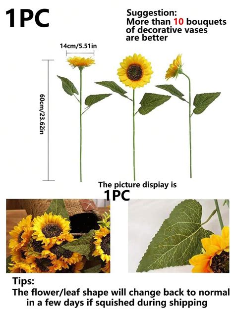 1/3/5/10PCS Artificial Flowers-Sunflower, Silk Sunflower, Fake Plants ...