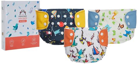 Mama Bear Reusable Cloth Diapers - Pack of 3 Diapers, Freesize, for ...