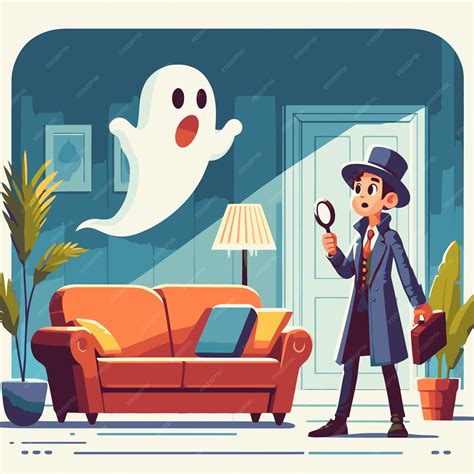 Premium Vector | Illustration of a ghost hunter encountering a ghost in ...