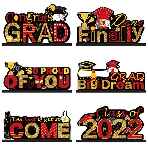 Buy 6 Pieces 2022 Graduation Party Decorations Congrats Table ...