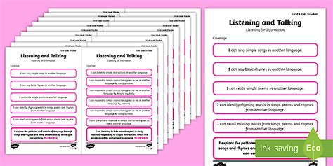 CfE First Level Modern Languages Child Friendly Assessment Tracker