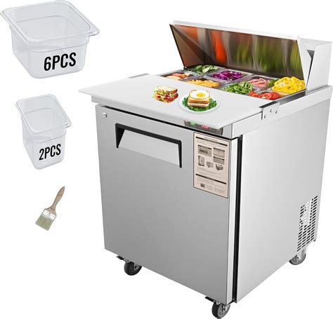 VEVOR Commercial Refrigerator, 28" Sandwich & Salad Prep Table, 7.42 Cu ...