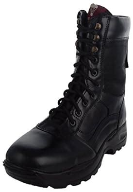 Buy RIYA GOLD Men's Black Leather Combat Boots_10 UK at Amazon.in