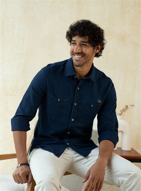 Buy Raw Blue Indigo Shirt | Casual Indigo Solid Shirts for Men Online ...