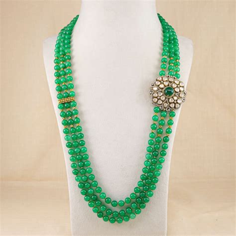 Kavya Green Aura Bloom Silver Necklace – PP Jewellers