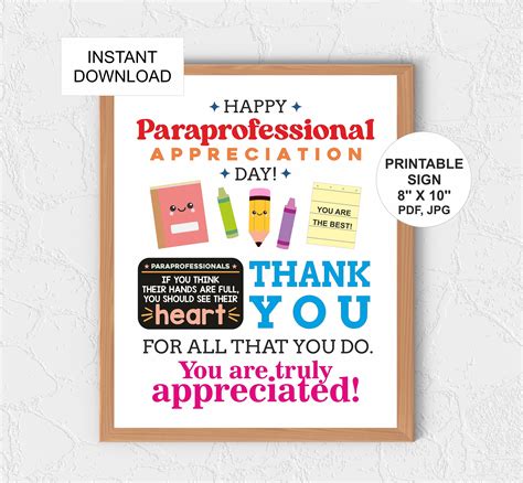 Paraprofessional Day Sign Printable / Paraprofessional Gifts ...