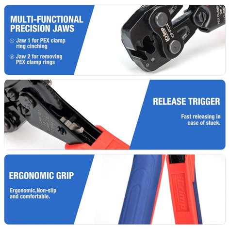 IWISS PEX Clamp Crimping Tool Kit with 1/2 and 3/4-in Clamp Rings and ...