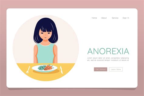 Eating disorder concept anorexia bulimia problem web landing banner ...