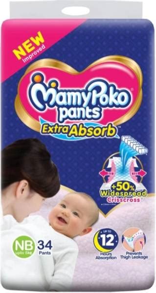 MamyPoko Pants Extra Absorb Diaper- NB Size Pack of 34 Diaper ( NB - 34 ...