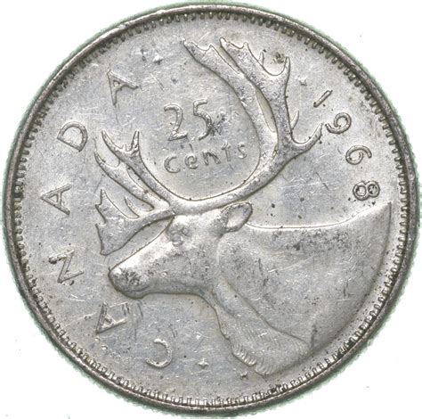 Roughly the Size of a Quarter - 1968 Canada 25 Cents - World Silver ...