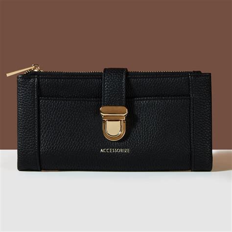 Accessorize London Women's Black Push Lock Wallet - Accessorize India