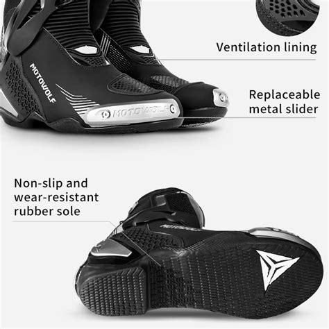 MOTOWOLF BO1 Racing Motorcycle Riding Boots for Unisex | Reinforced Pr ...