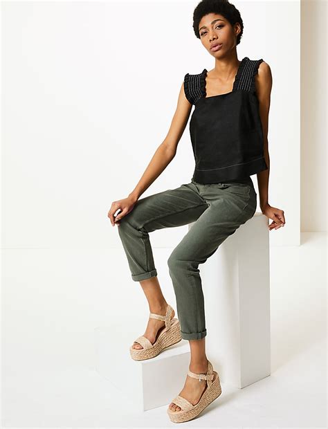 Buy Relaxed Mid Rise Slim Jeans at Marks & Spencer