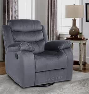 LEZINO 1 Seater Manual Rocker Revolving 360 Recliner Chair in Suede ...