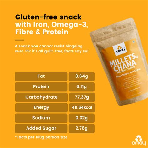 Buy Omay Foods Millets & Jaggery Coated Chana Mix - Pack of 2 (200gm ...