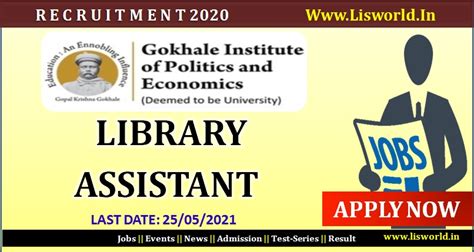 Recruitment for Library Assistant at Gokhale Institute of Politics and ...