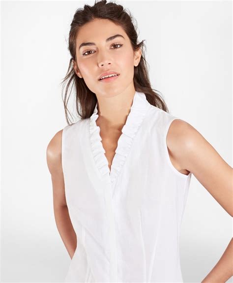 Brooks Brothers Non-iron Supima Cotton Dobby Ruffle-collar Sleeveless ...