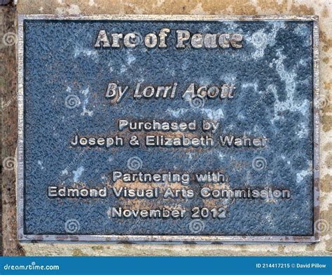 Information Plaque for `Arc of Peace` by Lorri Acott in Hafer Park in ...