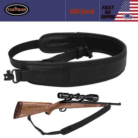 Tourbon Hunting Leather Rifle Sling Swivel Gun Padded Shoulder Strap ...