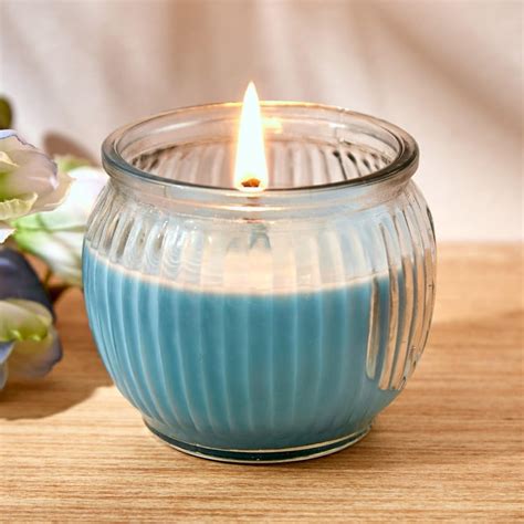 Buy Colour Refresh Blueberry Scented Ribbed Jar Candle from Home Centre ...
