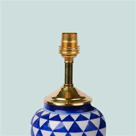 Buy Marigold Block Print Pleated Fabric & Blue Pottery Lamp Online On ...