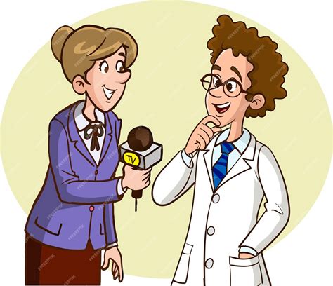 Premium Vector | Journalist and doctor interviewing cartoon vector ...