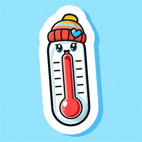 Premium Vector | Cartoon cold thermometer sticker temperature ...