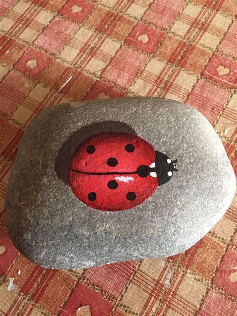 Ladybug Rock Painting