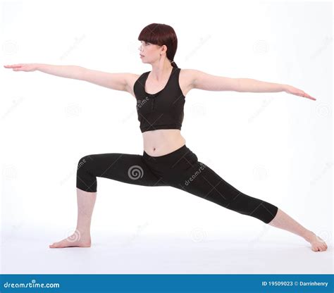 Exercising Yoga Warrior Two Pose Virabhadrasana Stock Image - Image of ...