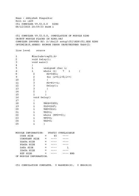 C51 COMPILER V9.53.0.0 EXP1 RING Manual Documentation - Studocu