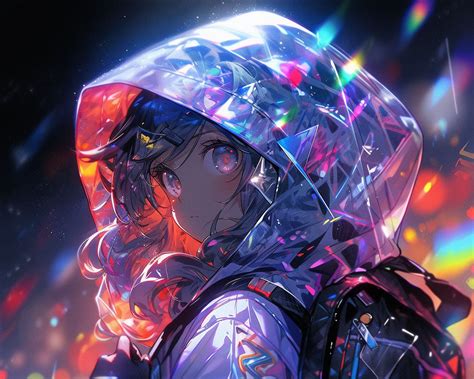 Download wallpaper 1280x1024 girl, cloak, hood, backpack, anime ...