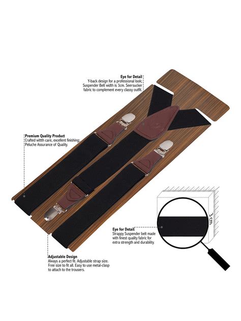 Buy Peluche Solid Black Suspender for Men online @ www.Peluche.in