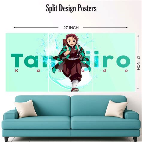 Tanjiro running split design paper poster pack of 3 ( Net price 42 ...