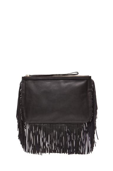 Pierre Hardy Fringe Leather Clutch in Black | FWRD