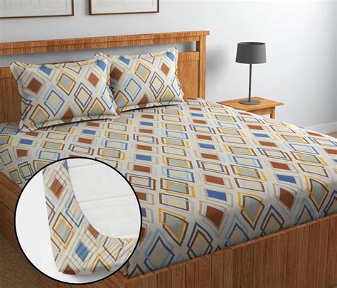 NEW LEAF Premium Cotton 210tc Elastic Fitted Bedsheets with 2 Pillow ...