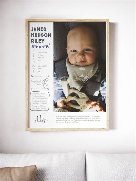 Buy Baby Boy or Girl Birth Stats Poster, Custom Birth Wall Art, Birth ...
