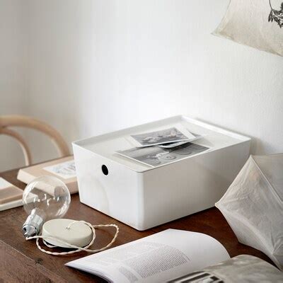 KUGGIS box with lid, white, 26x35x15 cm (10 ¼x13 ¾x6") - IKEA