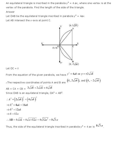 Conic Sections, Class 11 Mathematics NCERT Solutions