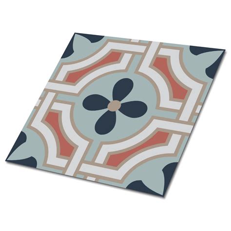 Floral Colorful Pattern Vinyl Tiles, Red Vinyl Floor Tiles, Blue Vinyl ...